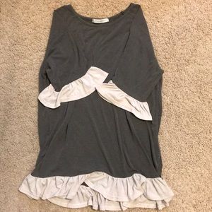 Olive 3/4 Sleeve Shirt with Ruffles